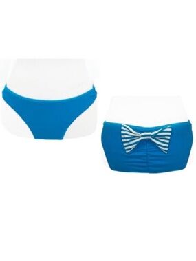 Forever 21 Turquoise & White Stripes 🎀 Bow 🎀 Retro Cheeky Bikini Bottoms L